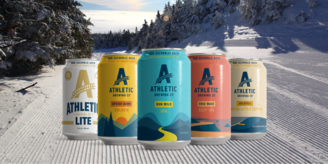 Athletic Brewing Cans on Snow