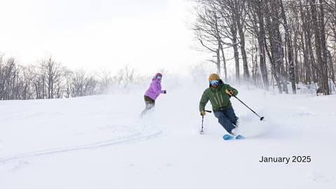 Man skiing in green jacket