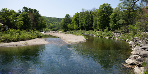 river at the covered bridge in Waitsfield